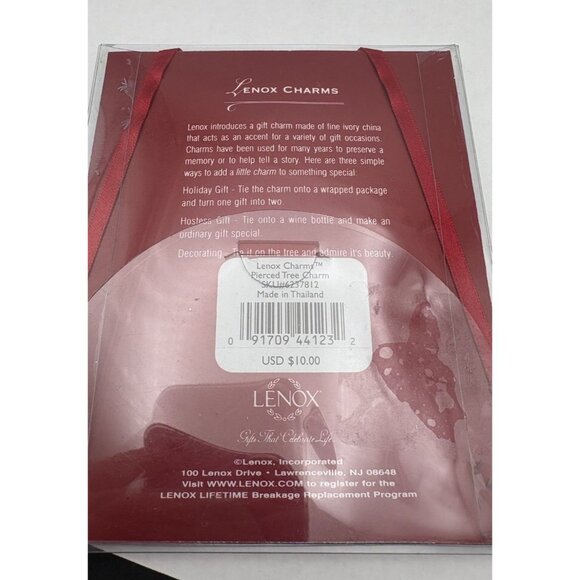 Lenox Pierced Christmas Tree Porcelain Ornament Charm Ivory - Picture 3 of 3